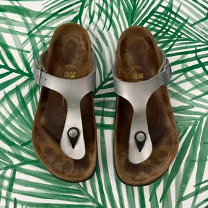 Birkenstock Silver Gizeh Thong Comfort Sandals Size 38 (US 7)